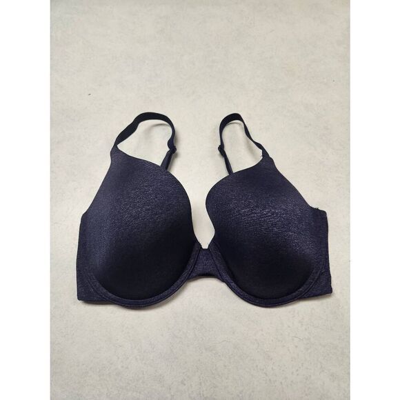 Victoria's Secret Body By Victoria Uplift Semi Demi Bra Size 34DDD Navy Blue Hea - Picture 1 of 3